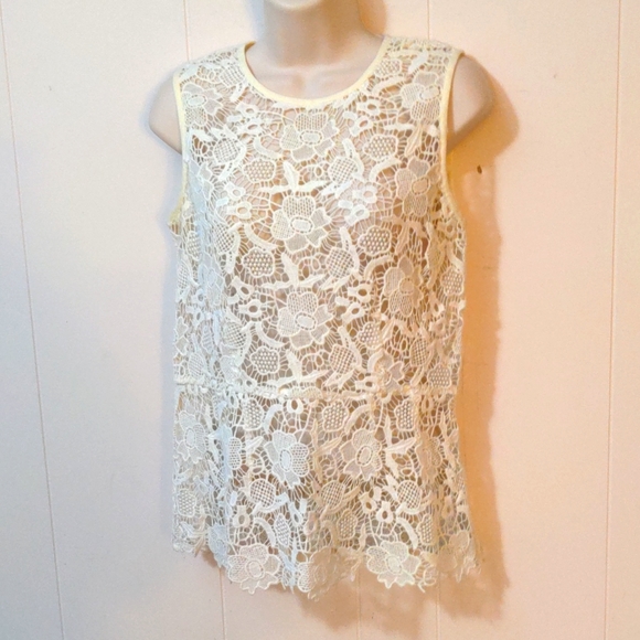 CAbi Tops - Cabi cotton embroidery peplum